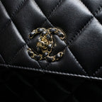 Chanel Trendy CC Top Handle Gold Hardware Quilted Black Leather Handbag