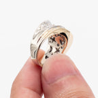14k Two Tone Round Diamond Pave Wide Pinky Ring
