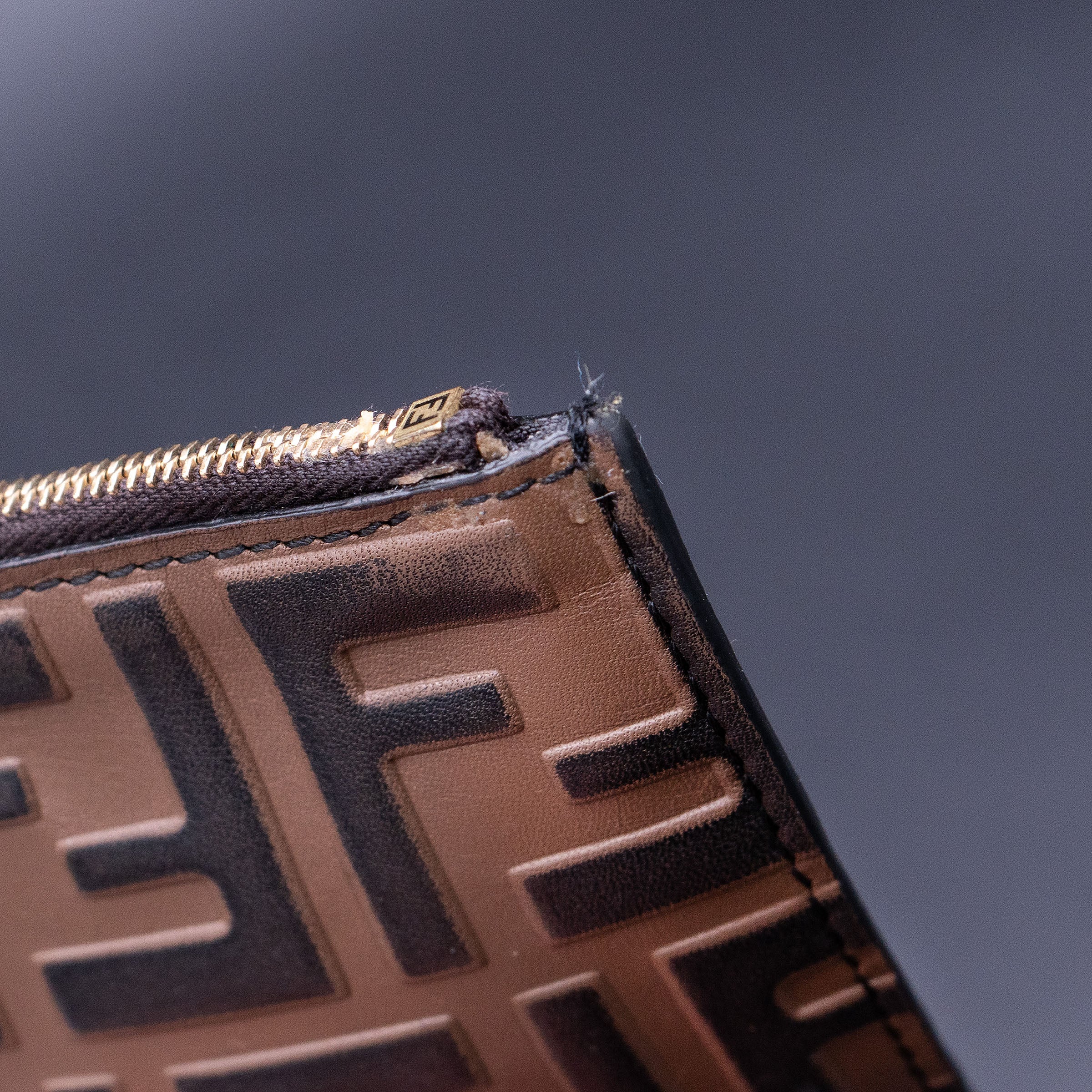 Fendi F is Fendi Brown Zucca Embossed Leather Envelope Wallet