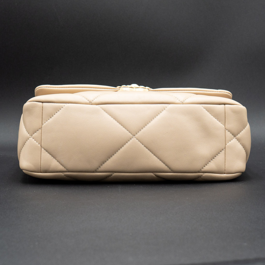 Chanel Medium Single Flap Lambskin Beige Handbag