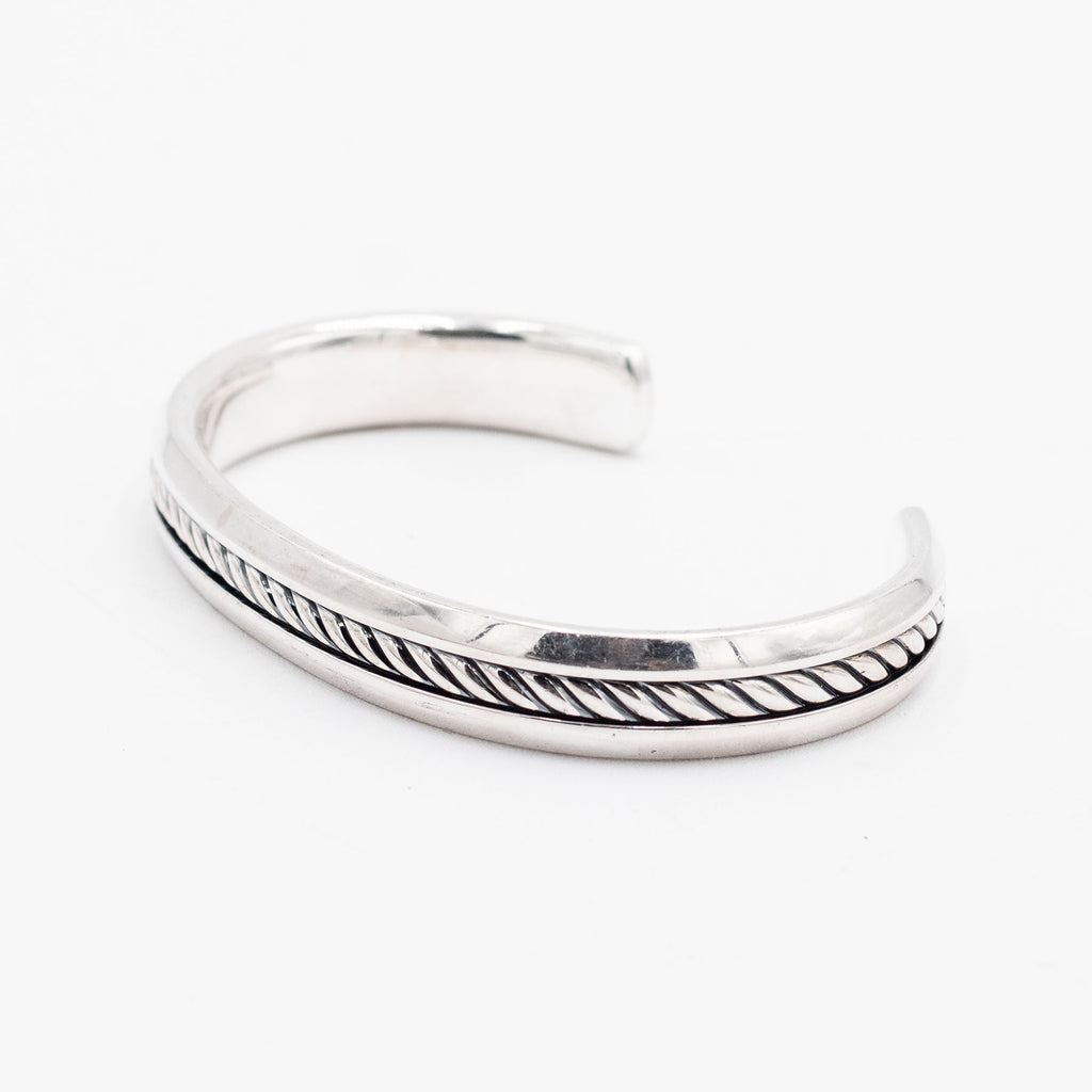 David Yurman Sterling Silver Cable Insert Cuff Bangle Bracelet