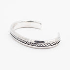 David Yurman Sterling Silver Cable Insert Cuff Bangle Bracelet