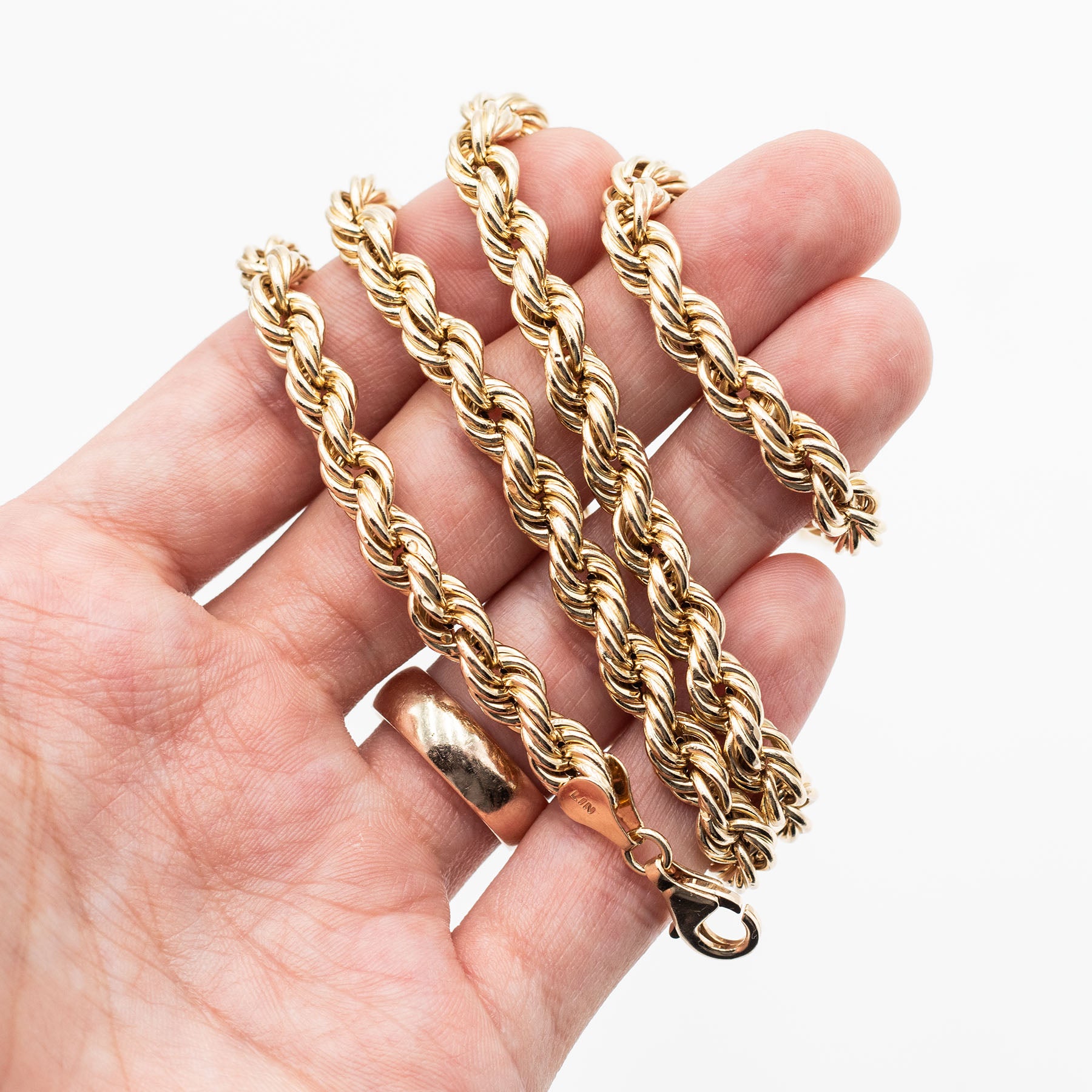 10k Yellow Gold Rope Link Chain Necklace