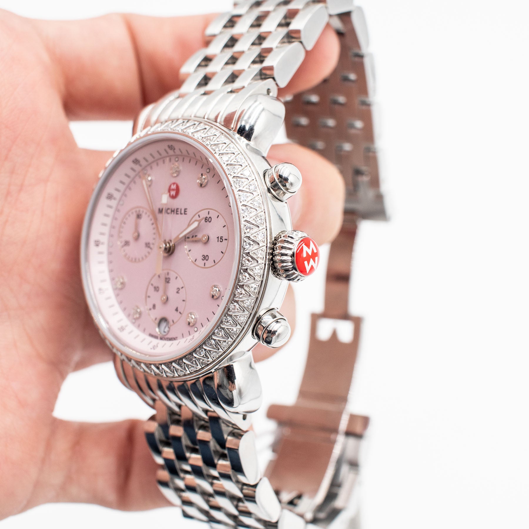 Michele CSX36 Stainless Steel Diamond Lilac Dial Ladies Watch