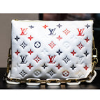 LOUIS VUITTON Monogram Embossed Coussin PM White Handbag