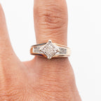 14k Yellow Gold Round Diamond Square Set Ring