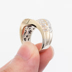 14k Two Tone Round Diamond Pave Wide Pinky Ring
