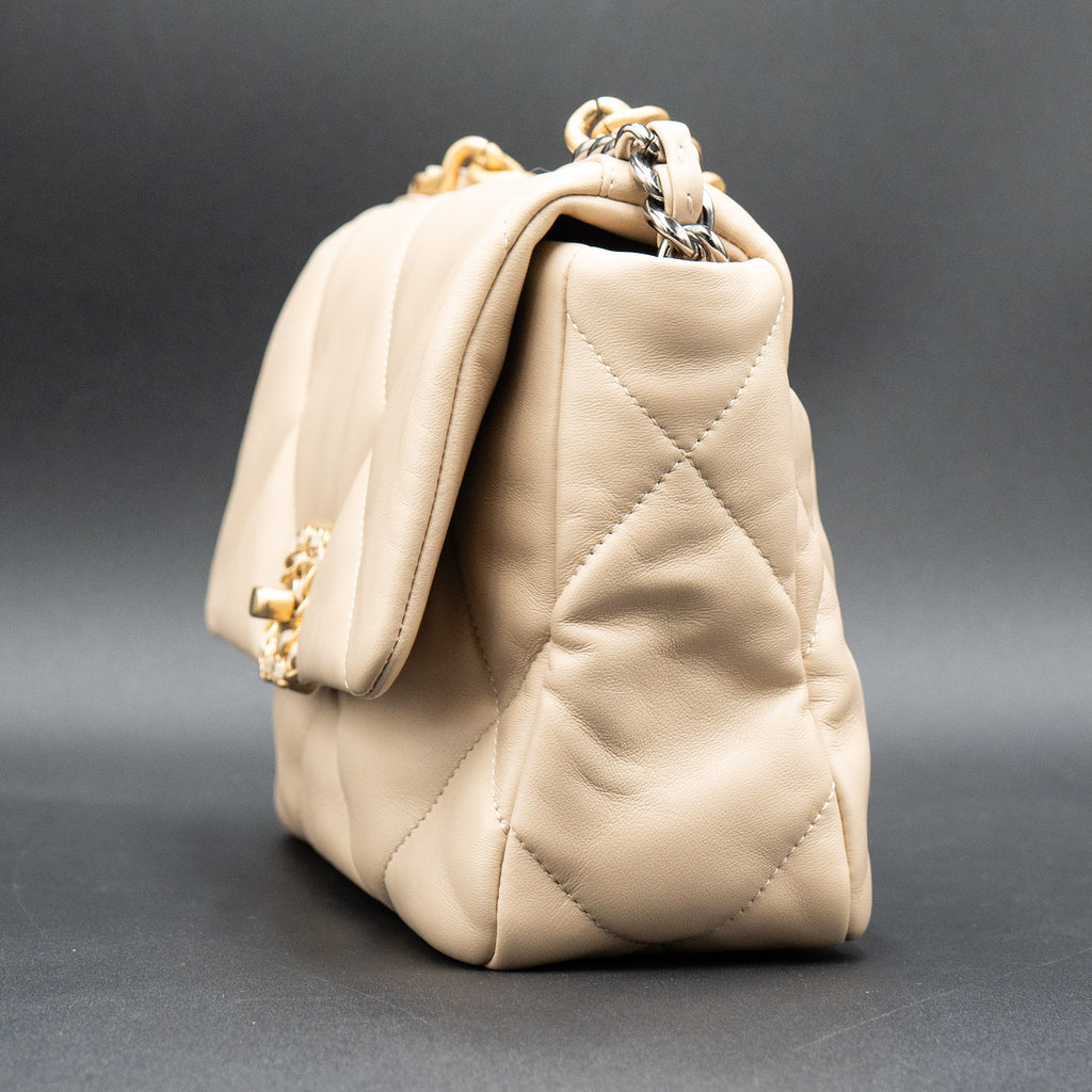 Chanel Medium Single Flap Lambskin Beige Handbag