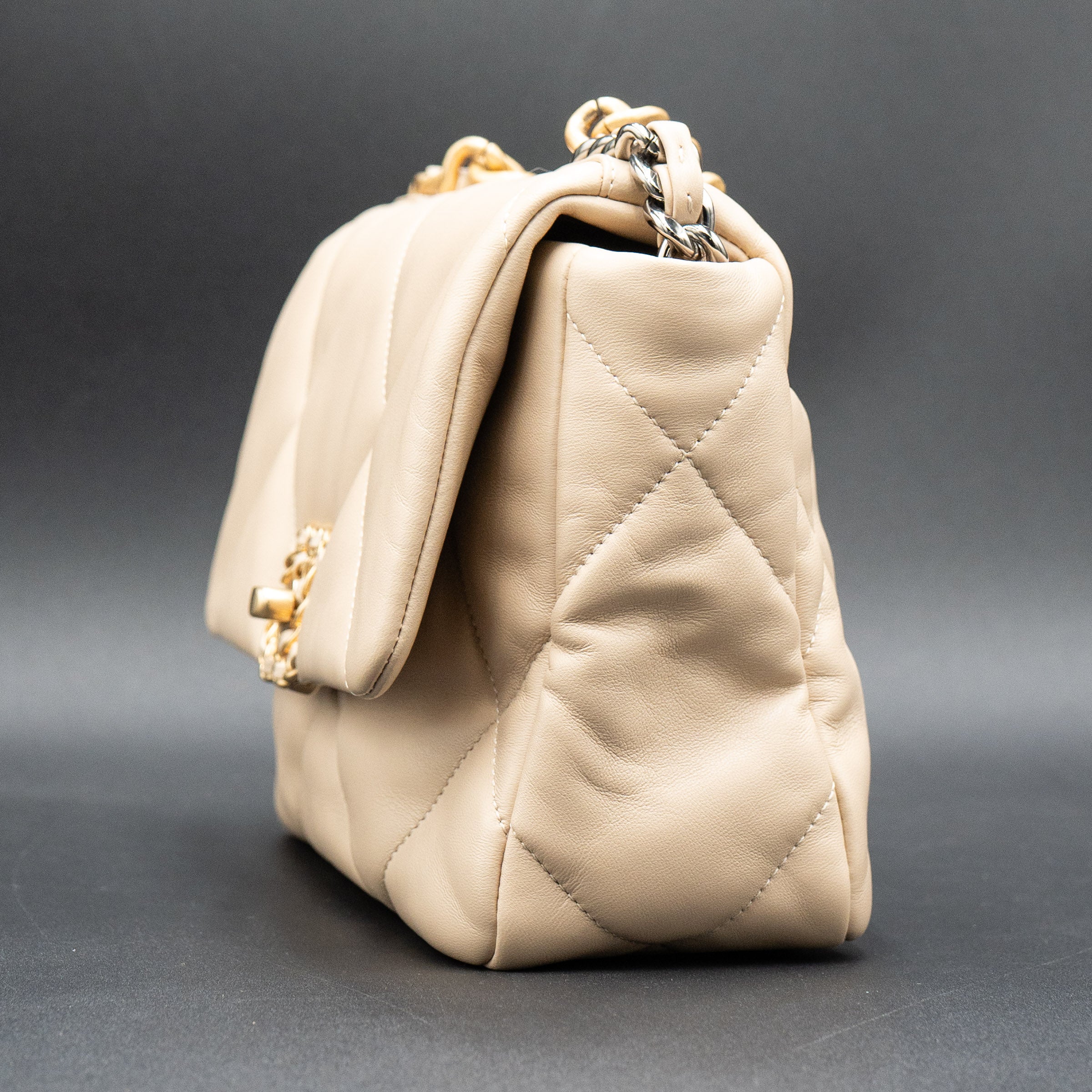 Chanel Medium Single Flap Lambskin Beige Handbag