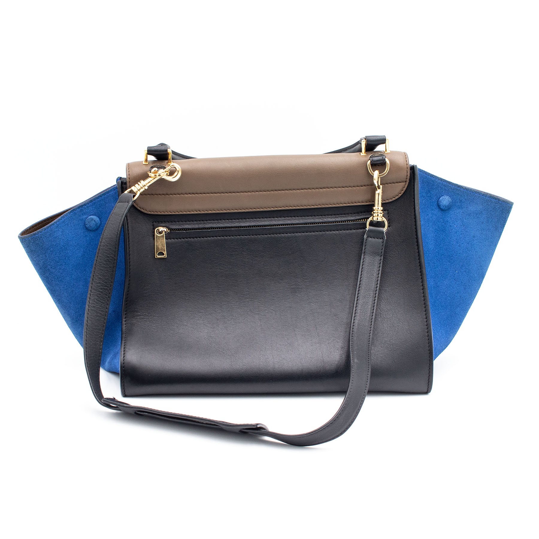 Celine Trapeze Gray and Blue Shoulder Leather Handbag