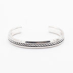 David Yurman Sterling Silver Cable Insert Cuff Bangle Bracelet