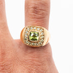 14k Yellow Gold Round Green Gemstone Ring