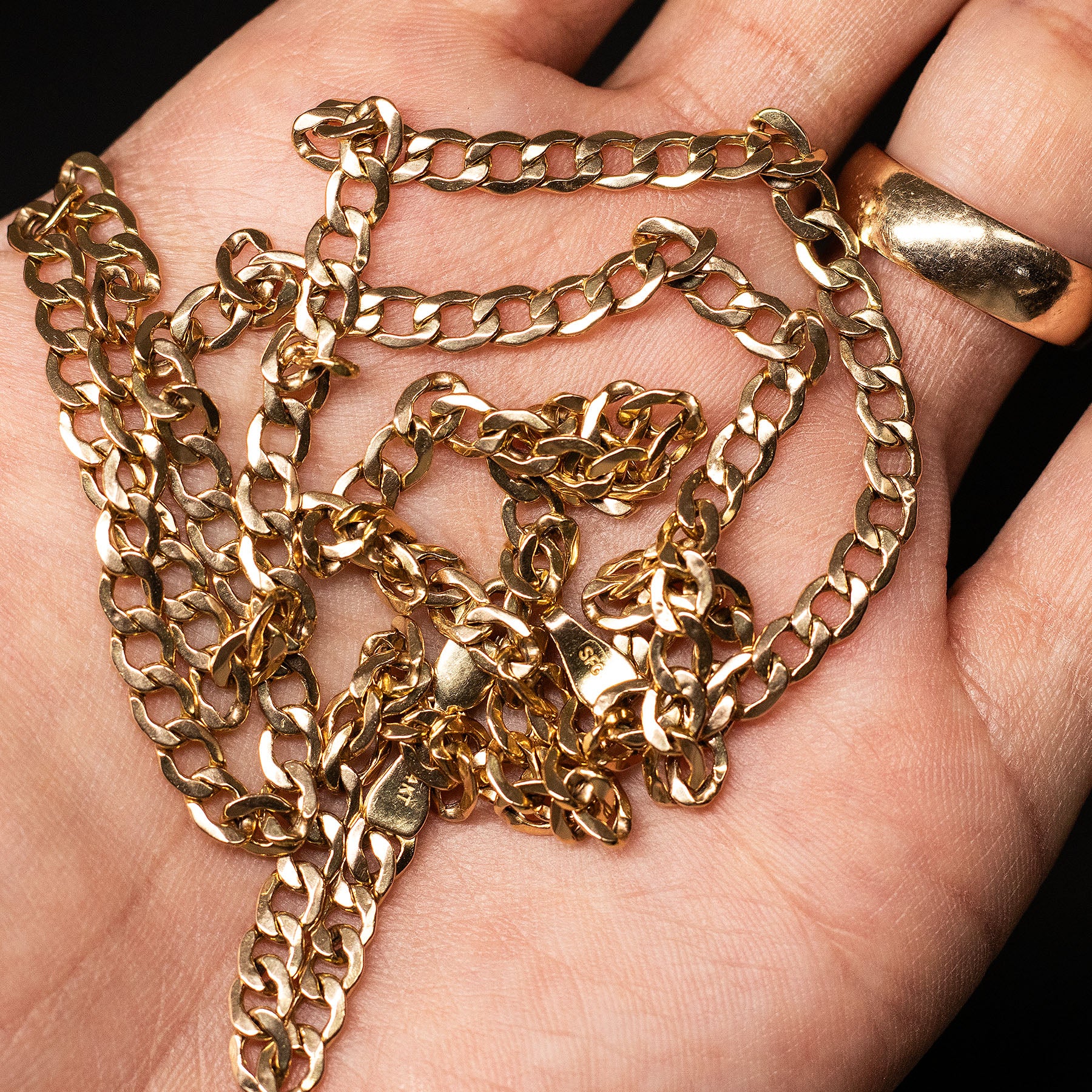 14k Yellow Gold Curb Link 25 Inch Chain Necklace