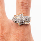 10k Yellow Gold Round Diamond Pave Wave Ring