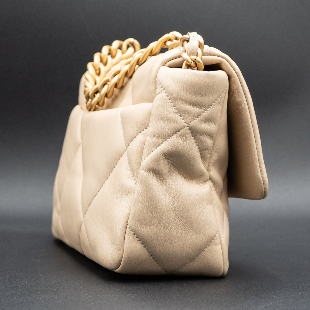 Chanel Medium Single Flap Lambskin Beige Handbag