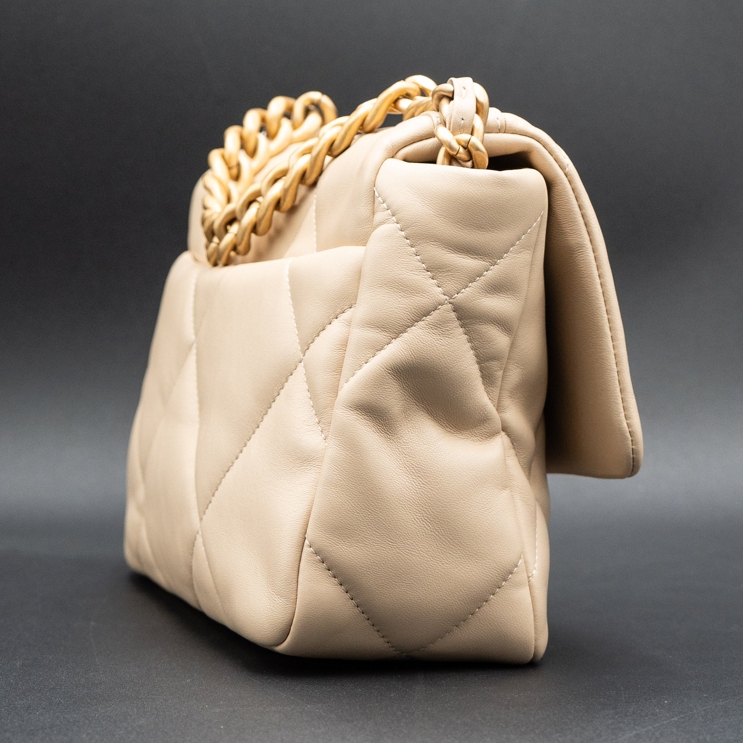 Chanel Medium Single Flap Lambskin Beige Handbag