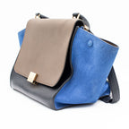 Celine Trapeze Gray and Blue Shoulder Leather Handbag