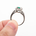 14k White Gold Oval Gemstone & Diamond Pave Ring