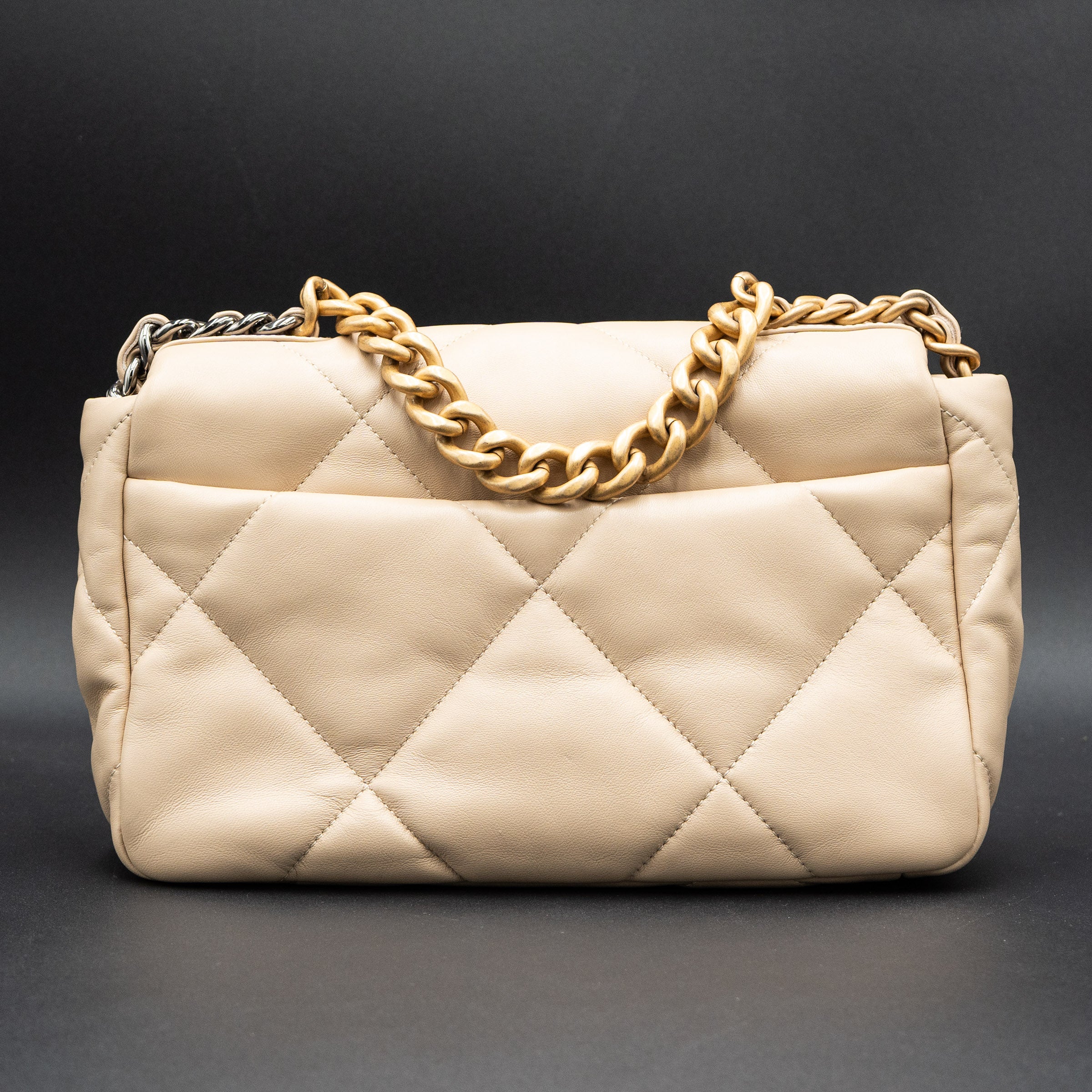 Chanel Medium Single Flap Lambskin Beige Handbag