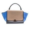 Celine Trapeze Gray and Blue Shoulder Leather Handbag