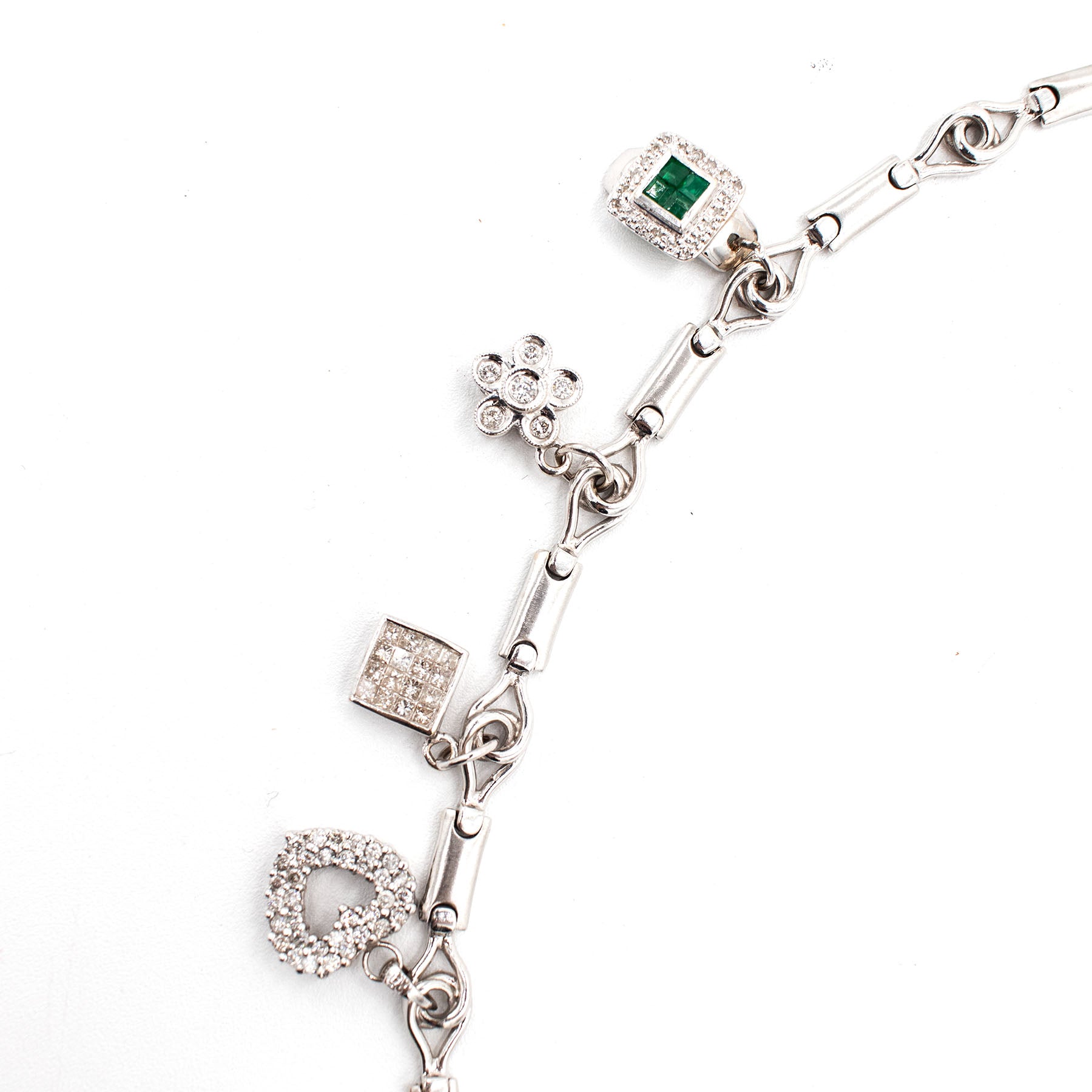 14k White Gold Diamond Charm Necklace