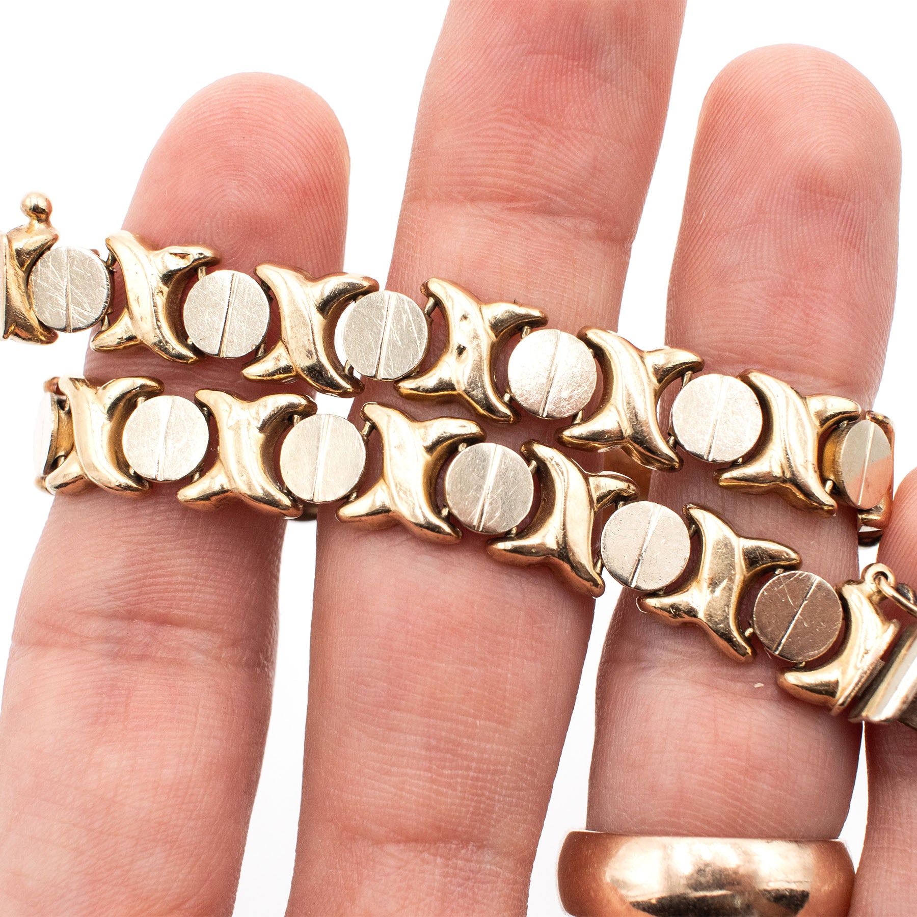 14k Yellow Gold Vintage Circle Link Chain Bracelet