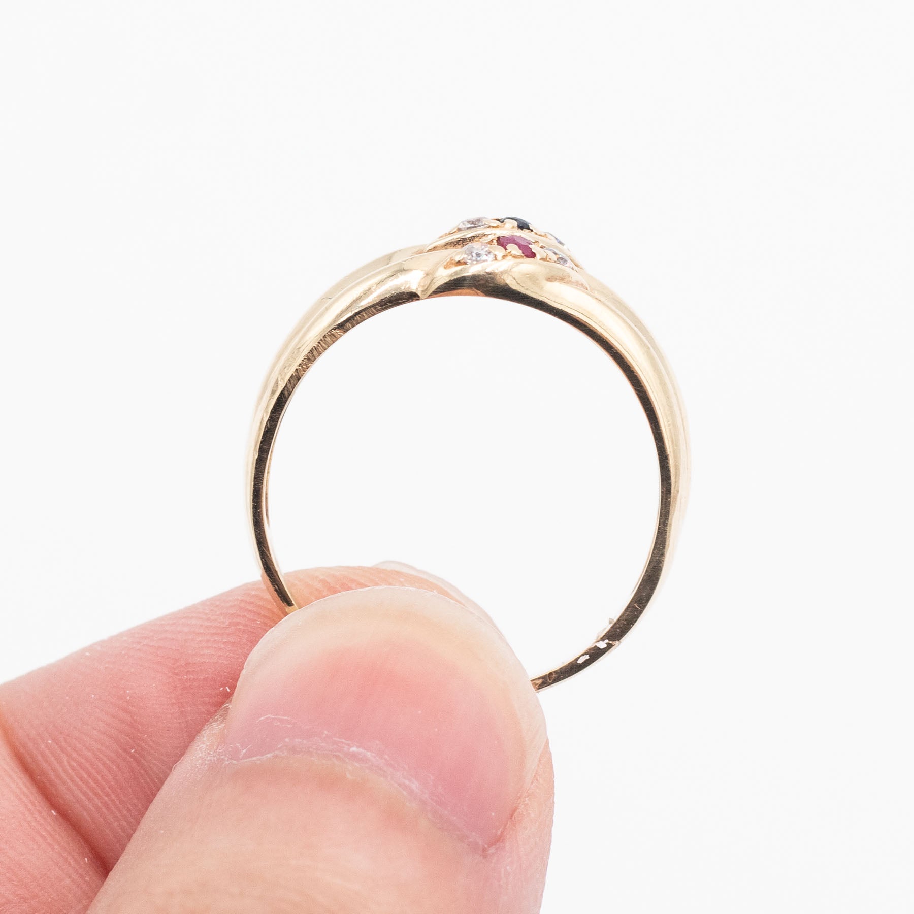 14k Yellow Gold Multi Colored Stone Vintage Ring