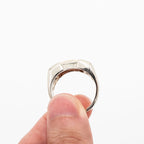 14k Two Tone Gold Round Diamond Chanel Set Mens Ring