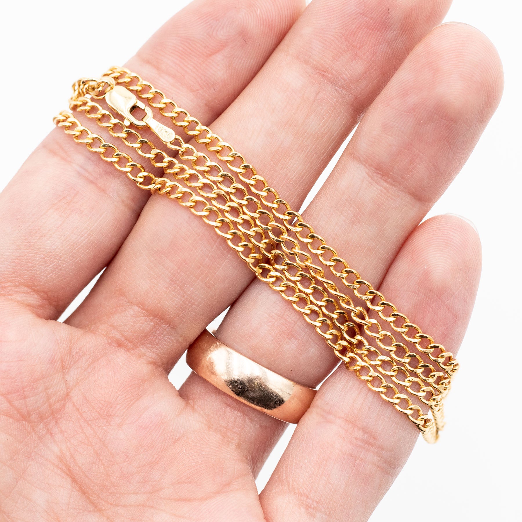 10k Yellow Gold Curved Link Chain Necklace