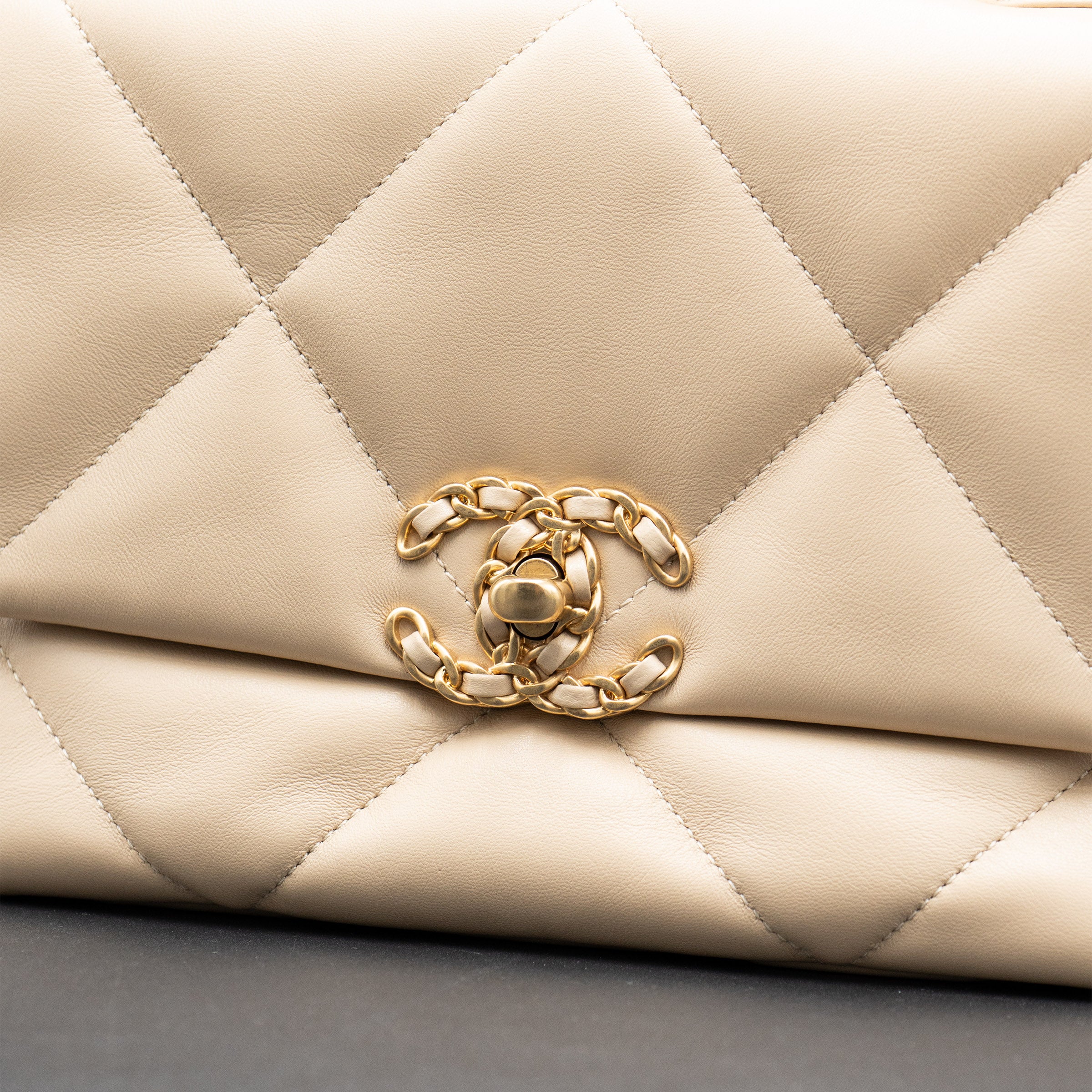 Chanel Medium Single Flap Lambskin Beige Handbag