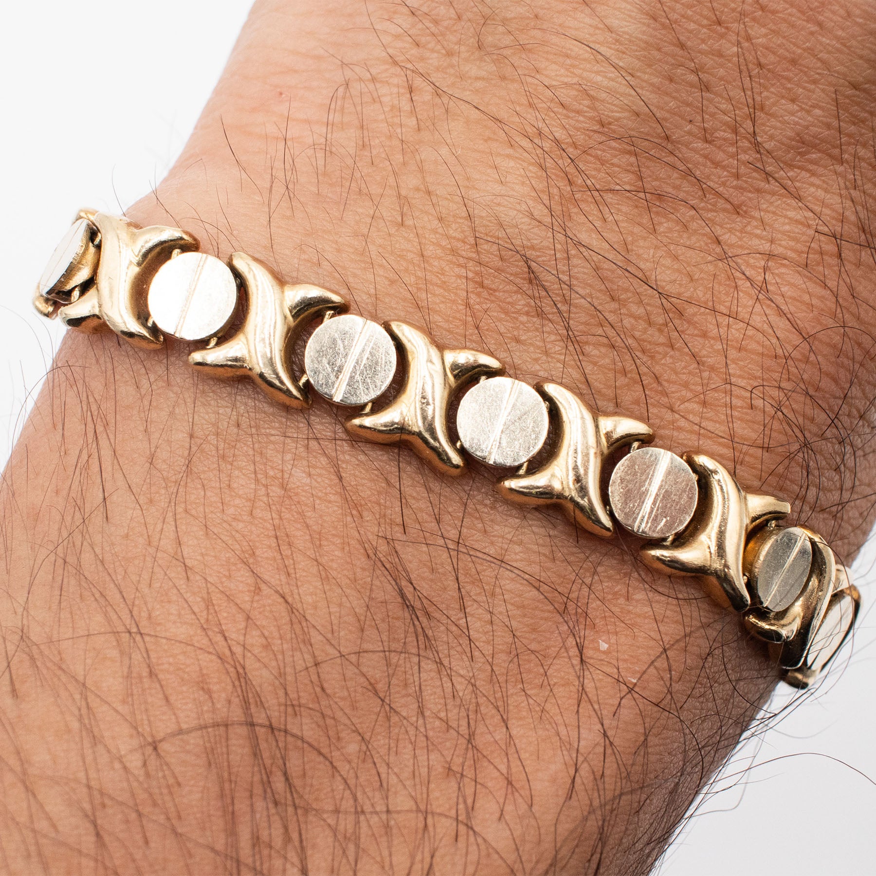 14k Yellow Gold Vintage Circle Link Chain Bracelet