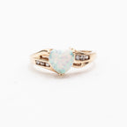 10k Yellow Gold Heart Shape Opal Diamond Ring
