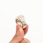 14k Two Tone Gold Round Diamond Chanel Set Mens Ring