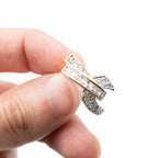 14k Yellow Gold Round & Princess Cut Gemstones Crossover Ring