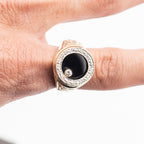 14k Yellow Gold Onyx Round Rotating Diamond Ring
