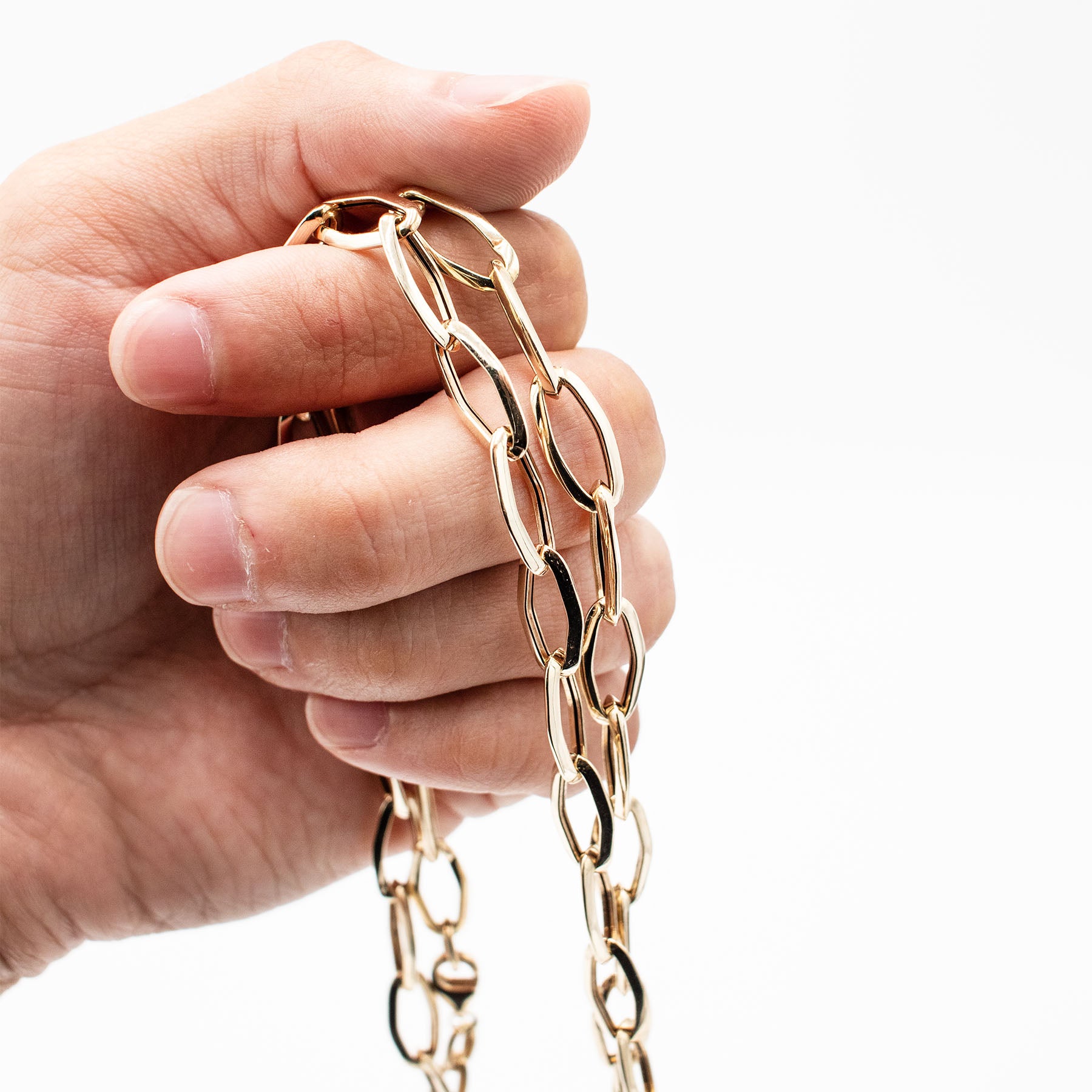 14k Yellow Gold Hollow Link Chain Necklace