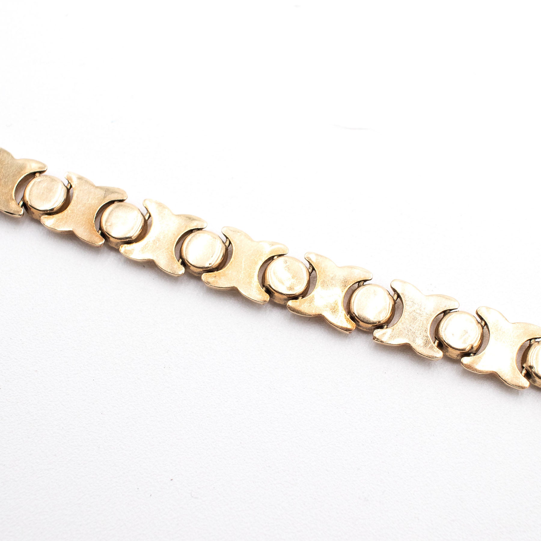 14k Yellow Gold Vintage Circle Link Chain Bracelet