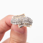 10k Yellow Gold Round Diamond Pave Wave Ring