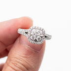 14k White Gold Round Pave Diamond Halo Ring