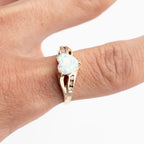 10k Yellow Gold Heart Shape Opal Diamond Ring