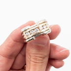 14k Two Tone Gold Round Diamond Chanel Set Mens Ring
