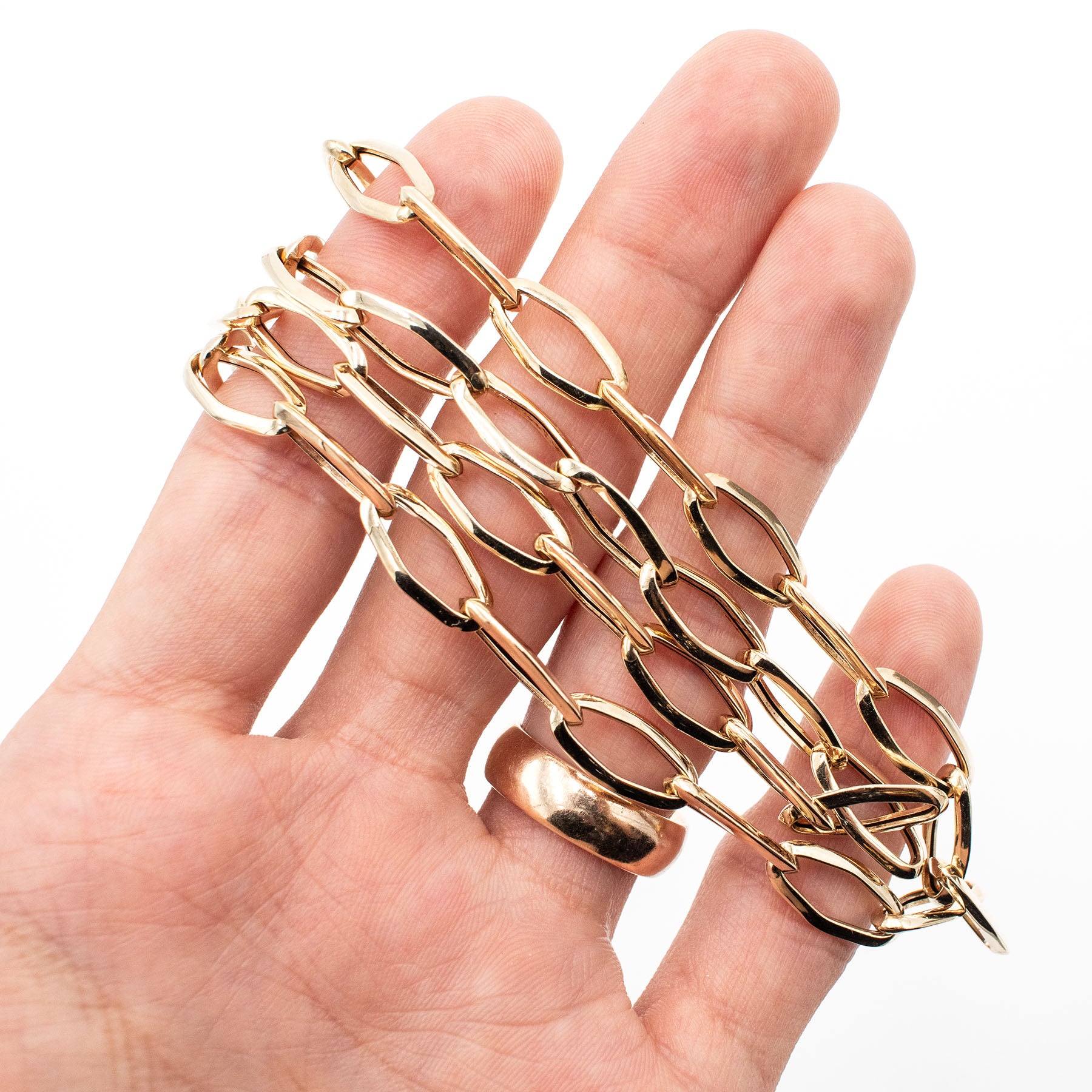 14k Yellow Gold Hollow Link Chain Necklace