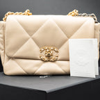 Chanel Medium Single Flap Lambskin Beige Handbag