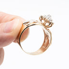 10k Yellow Gold Vintage Diamond Pave Shield Ring