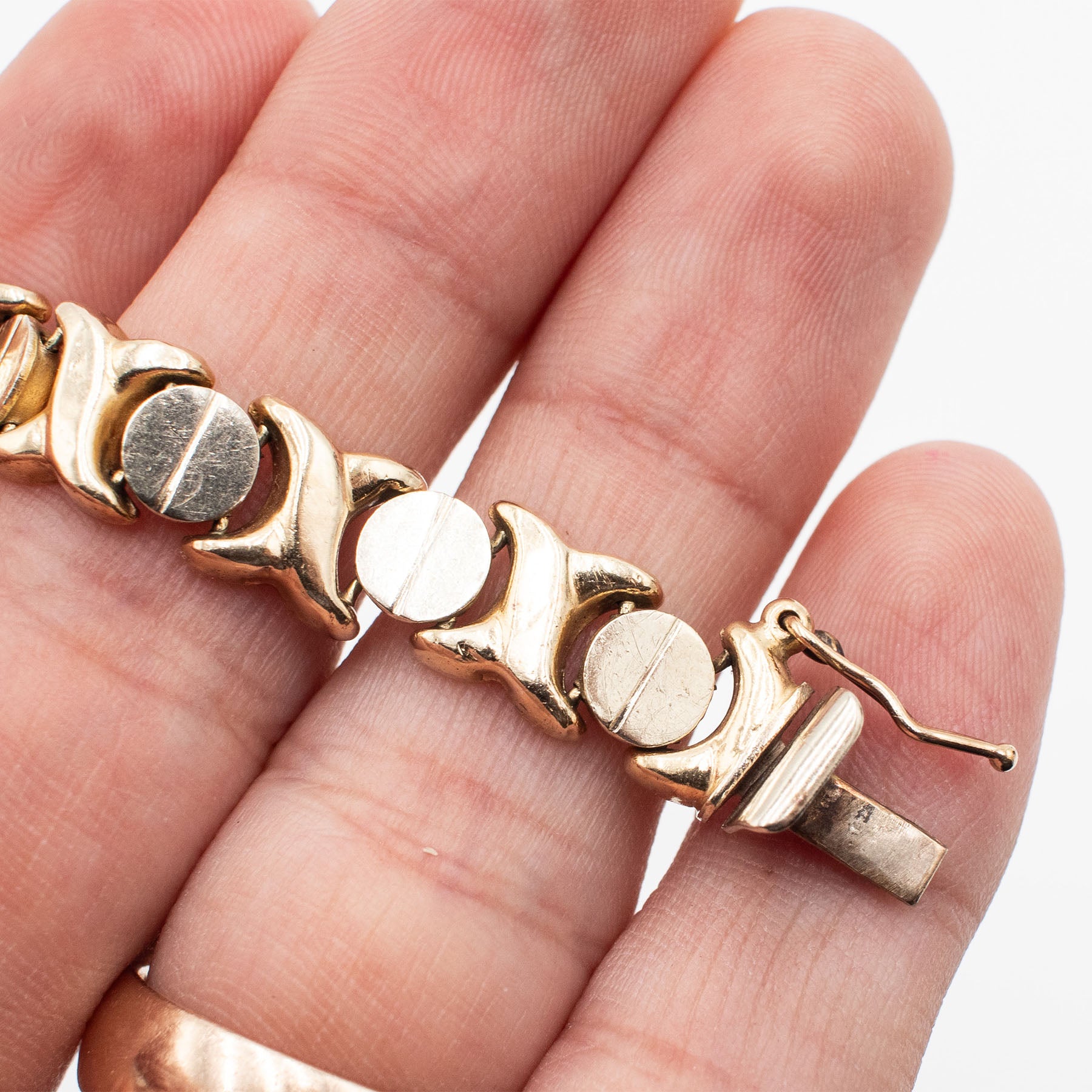 14k Yellow Gold Vintage Circle Link Chain Bracelet