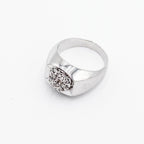 14k White Gold Round Cut Diamond Cluster Wide Ring