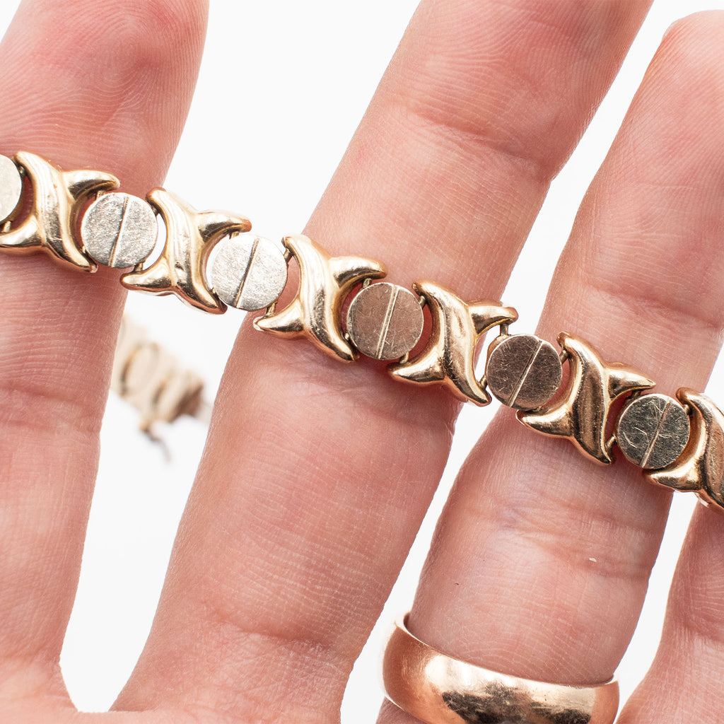 14k Yellow Gold Vintage Circle Link Chain Bracelet