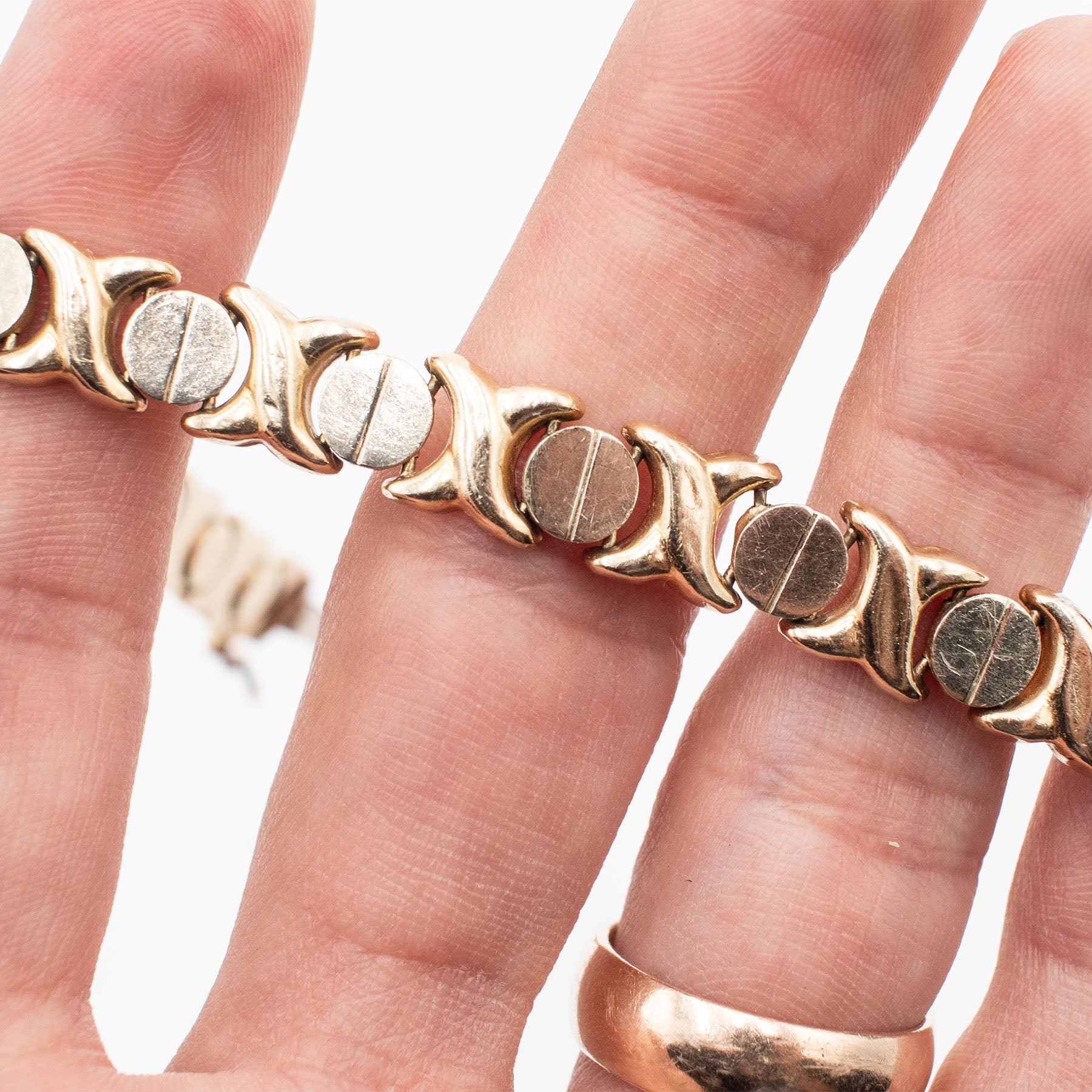 14k Yellow Gold Vintage Circle Link Chain Bracelet