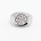 14k White Gold Round Cut Diamond Cluster Wide Ring