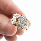 10k Yellow Gold Vintage Diamond Pave Shield Ring